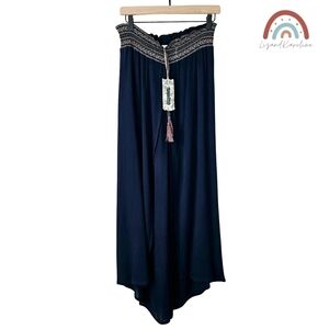 New! Monoreno Palazzo Bohemian Wide Leg Split Seam Embroidered Waist Beach Pants